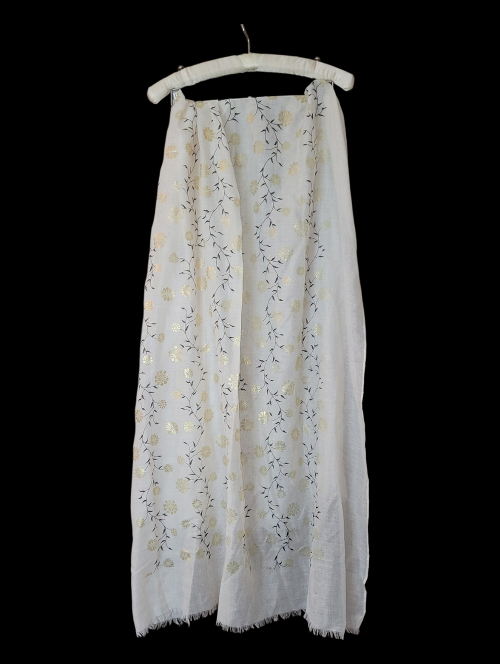 Large Vintage Fairycore Scarf Or Wrap Gilded Flowers Feminine Floral Garden Boho